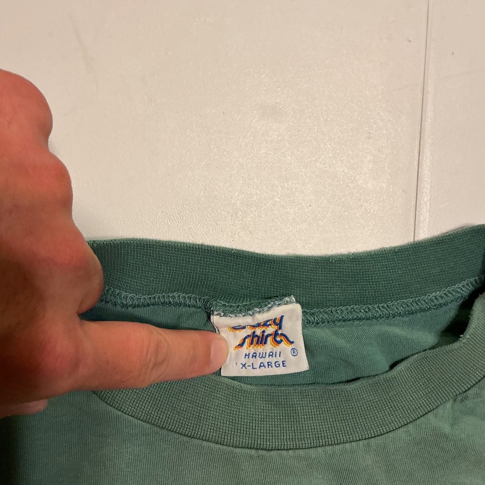 VTG USA Single Stitch Crazy Shirt Hawaii‎ Menpachi Fish T Shirt XL Green Cotton - Picture 4 of 8
